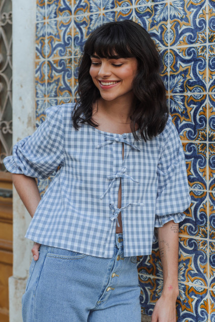 BLOUSE GEORGIA VICHY BLEU