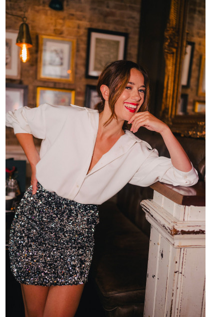 SILVER SEQUIN SKIRT