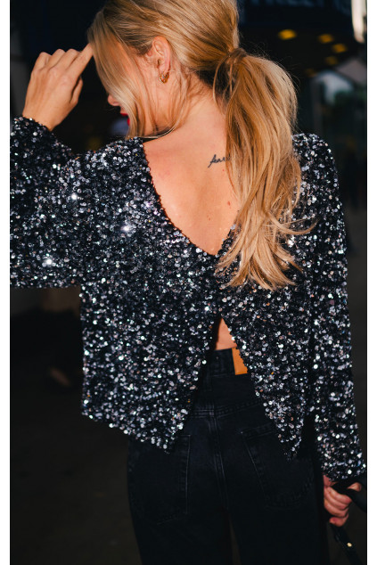 CALIOPE SILVER SEQUIN BLOUSE