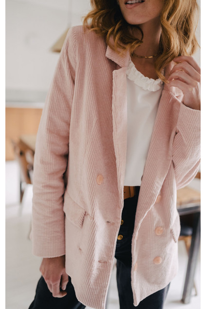 VESTE PADMÉ VELOURS ROSE