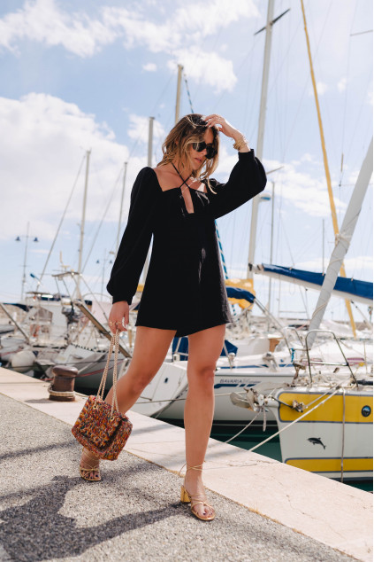 AYA LIN BLACK VISCOSE ROMPER