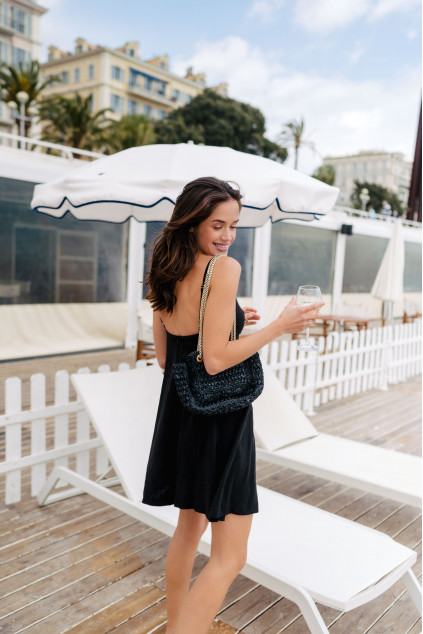 MARJORIE DRESS BLACK LINEN...