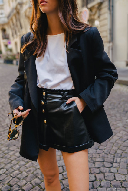 SHORT GUILLAUME FAUX CUIR NOIR