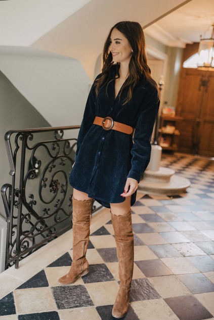 MARINE VELVET DRESS