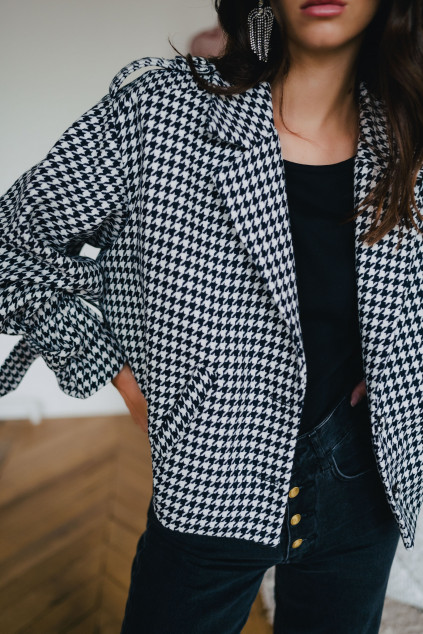 VESTE IMANE DAMIER NOIR