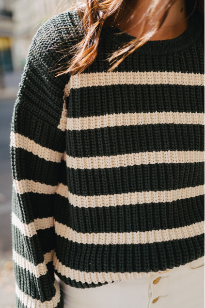 PULLOVER CISTE KHAKI ECRU