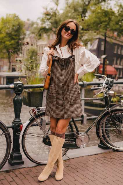 PIPPA CAMEL CHECKERED DUNGAREE