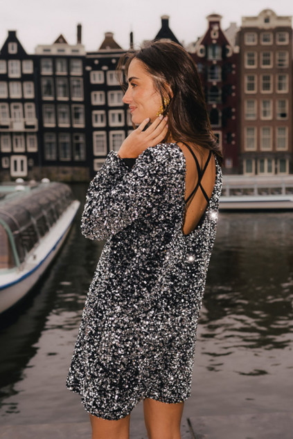 ROBE ROSITA SEQUIN ARGENT