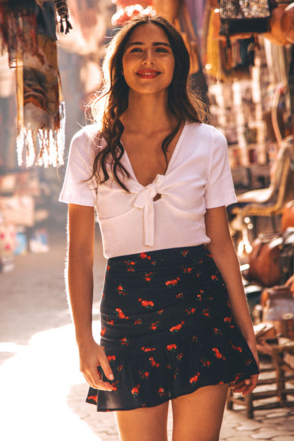 JUSTINE RED BOUQUET SKIRT
