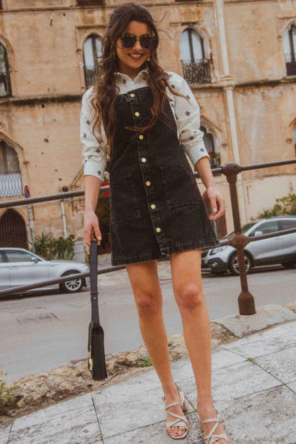 PIPPA BLACK DENIM OVERALL