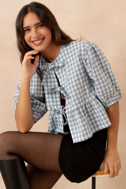 BLOUSE ADALINE VICHY BLEU