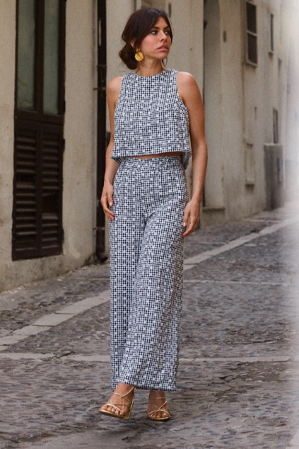 COLE VICHY EMBROIDERED PANTS