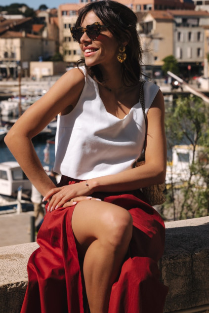 JUPE JOE LIN VISCOSE TERRACOTA