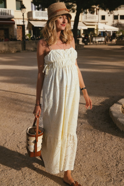 ROBE RILIANA BRODERIE JAUNE