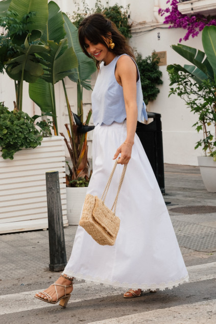 JOLY POPELINE WHITE SKIRT