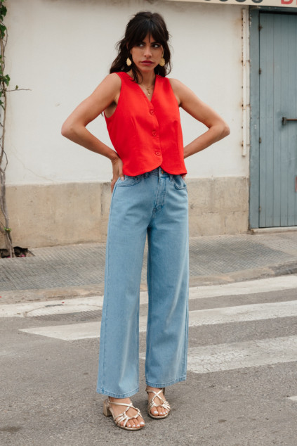 BOSSY LINEN VISCOSE BLOUSE RED