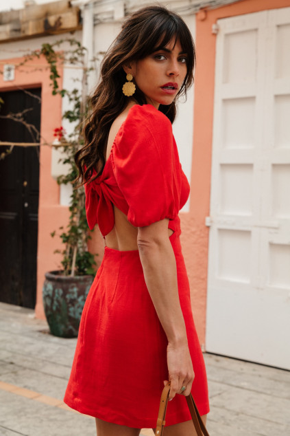 ROBE ROLLIE LIN VISCOSE ROUGE