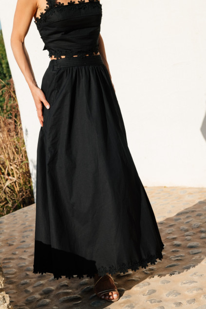 JOLY BLACK POPLIN SKIRT