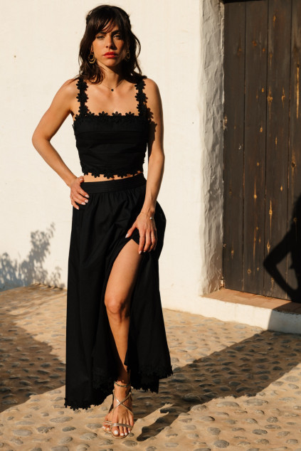 JOLY BLACK POPLIN SKIRT