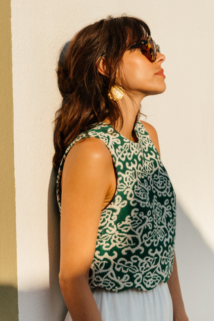 TOP BRIANA JACQUARD VERT