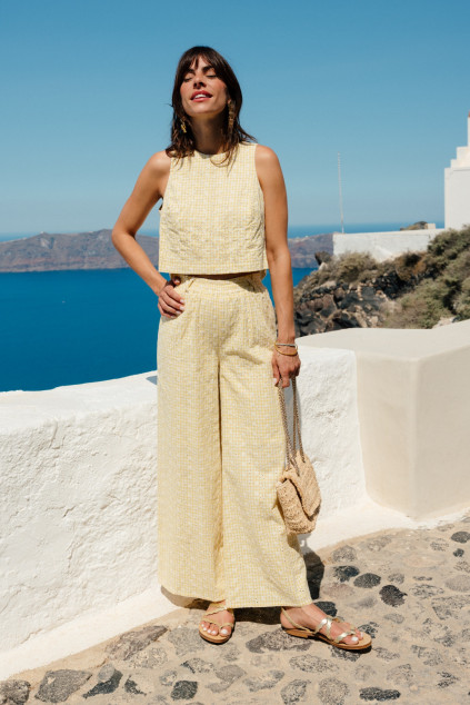 PANTALON COLE VICHY JAUNE