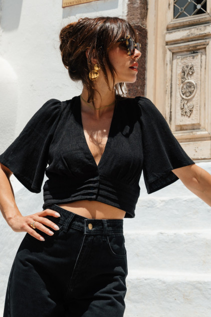BLOUSE BETTY LIN VISCOSE NOIR